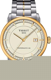 mens Tissot Luxury Powermatic 80 316L stainless steel case with yellow gold PVD coating Automatic Watch, Grey, Stainless steel, 22 (T0864072226100)
