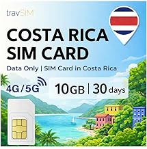 travSIM Costa Rica SIM Card | 10GB Mobile Data at 4G/5G speeds | Free Roaming in El Salvador, Guatemala, Nicaragua & Panama | Plan on Costa Rica SIM Card is Valid for 30 Days