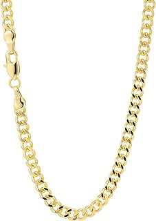 Gold Chain for Men ＆ Women，14K Gold Chain Necklace for Women & Men Curb Chains for Mens Cuban Chains Necklaces 4mm Width，18” 20” 22” 24”