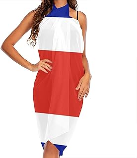Women's Swimsuit Cover Up Compatible with National Flag Costa Rica Summer Beach Wrap Skirt Swimwear Long Bikini Cover Ups