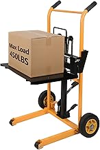 Manual Hydraulic Pallet Stacker – 43.3” Lift Height, 440 lbs Capacity, Adjustable Forks, 2-in-1 Forklift & Flatbed Cart for Warehouse, Retail, Garage