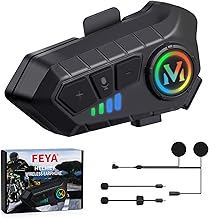 FEYA Motorcycle Helmet Speakers High Battery Life Helmet Headphone IPX6 Automatic Answer/Call Music Control/Intelligent Noise/Wake up Siri, 2 Different Types of Mic - Compatible with All Helmets - Y10