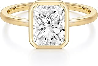 3CT Engagement Rings for Women Radiant Cut CZ Solitaire Promise Wedding Bands Travel Bezel Ring Size 4-10