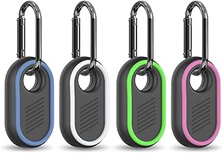 4-Pack Compatible for Samsung Galaxy SmartTag2 Case Cover, Rugged Full Protective Anti-slip Soft Silicone Case for Galaxy Smart Tag 2 with Key Ring, for Keys, Luggage, Pets (White/Blue/Green/Rose Red)