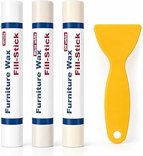 Kenbry Wood Filler Sticks 3 Colors White Wax Fill Stick, Wood Repair Kit for Scratches, Crack, Scuffs, Gouges on Wooden Funiture, Floors, Cabinets, Tables, and Doors-Rub Briskly Repair