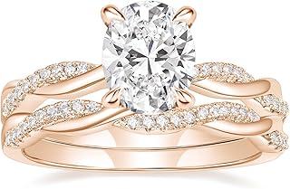 3ct Engagement Rings for Women Oval Cut Bridal Ring Sets Cubic Zirconia Wedding Band Twisting Infinity Pave Set Size 4-12