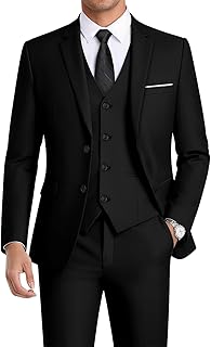 Men's 3-Piece Slim Fit Suit Set-2-Button Blazer,Vest & Pants-Formal Wedding,Prom,Party & Business Tuxedo