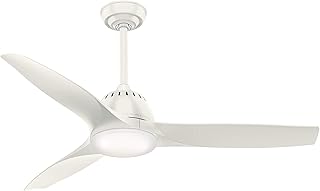 Casablanca 52 inch Indoor Ceiling Fan with LED Light and Remote Control - Standard Mount White Ceiling Fan, 3 Blades, For Bedroom, Living Room, or Kitchen, Quiet - Wisp 59284, Fresh White