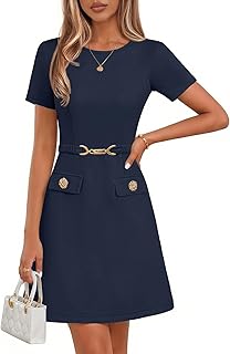 Women's Summer Short Sleeve Mini Dress 2026 Spring Elegant Business A Line Bodycon Work Graduation Short Dress