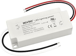 Novbo 12V 5A Power Supply 60W DC Power Supply 100-277V AC to 12V DC Transformer Constant Voltage LED Driver for LED Strip Lights UL Listed