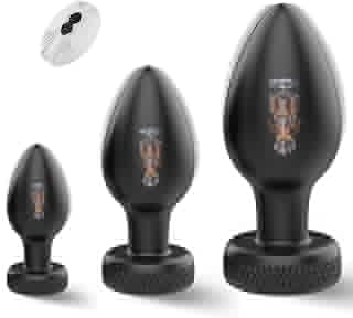 Anal Plug Vibrator Sex Toy, 3PCS Butt Plugs Anal Toys with Enlarged Base, Training Kit with Remote Control 10 Vibration for Beginners Advanced, Anal Sex Toys for Men Women Couples