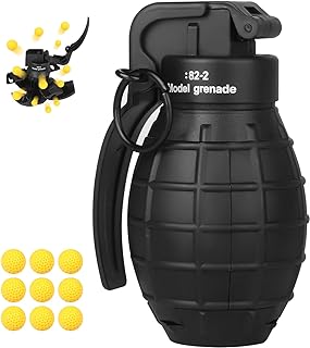 Toy-Hand Grenade for CS Battle Game,with 9 Foam Ammo Model Tactical CS-Grenade Fun Impact Gel Toys Halloween Outdoor Sport for Age 14 Years Old and up and Adults,Black