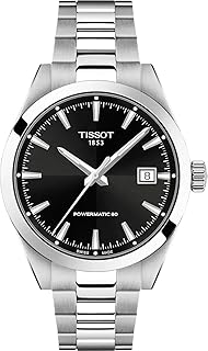 Gentleman 38mm, Swiss Automatic Watch for Men, Stainless Steel Case, Black Dial, T1658071105100