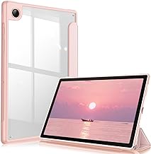 Hybrid Slim Case for Samsung Galaxy Tab A8 10.5 Inch 2022 Model (SM-X200/X205/X207), Shockproof Cover with Clear Transparent Back Shell, Auto Wake/Sleep, Rose Gold