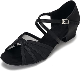 Low Heel Ballroom Dance Shoes Women Latin Salsa Practice Dancing Shoes 1.5 Inch Heel ZB14