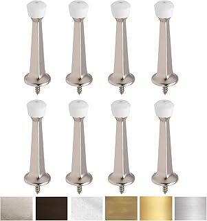 Liberty Premium Door Stoppers Metal Solid Rigid Door Stop Brushed 3" (Satin Nickel, 8 Pack)