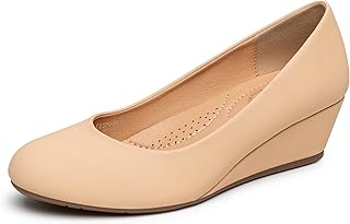 Women's Wedges Heels for Women Pumps Round Toe Mid Heels Comfortable Closed Toe Dressy Shoes Women Pumps Wedge Shoes for Wedding Work Office Party 1.8 Inches