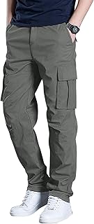 Men's Cargo Pants Stretch Sweatpants Elastic Drawstring Casual Workout Joggers Hiking Tactical Pants with 6 Pockets