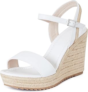 Women's Espadrille Wedge Sandals: Ankle Strap Platform Open Toe Wedges - Stylish High Heel Dressy Summer Wedges for Women, Inspired by Espadrilles