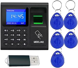 WEELIAO Time Attendance Machine Fingerprint Password Time Clock for Employee with Finger Scan, RFID and PIN Punching in One (F30 3.54" W x3.54 H)