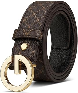 Men's Fashion Leather Belt for Jeans Dress with Golden Designer Buckle
