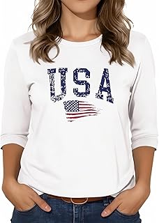 3/4 Sleeve Tops for Women Basic Crew Neck Spring Blouses Casual Fit Fall T Shirts 2026