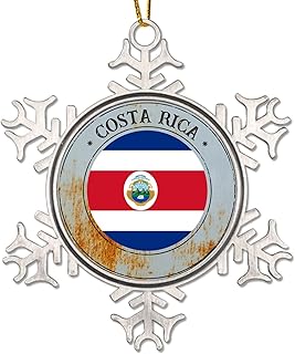 Costa Rica Flag Christmas Tree Ornaments National Flag Costa Rica Silhouette Xmas Hanging Christmas Party Supplies Metal Snowflake Christmas Tree Hanging Ornament