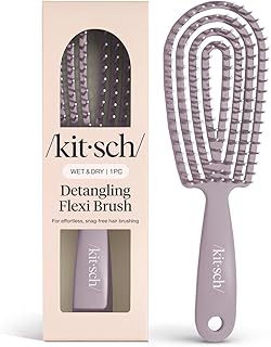 Kitsch Hair Brush Detangler – Flexi Flow Hair Brush for Women, Men & Kids | Detangling Brushes for Curly Hair with Bendable Frame, Bounce Curl Defining Brush for Wet or Dry Strands - Soft Violet