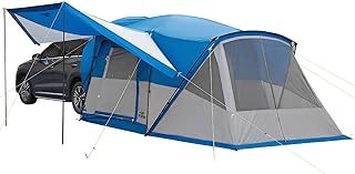 JOYTUTUS SUV Tent with Screen Porch, Rainfly and Awning for Family Camping, 60% More Space Car Tent for 5-9 Person, Dual-Use Camping Tent with 2 Rooms, Double Door, Starry Sky Roof, Fits SUV Car Van