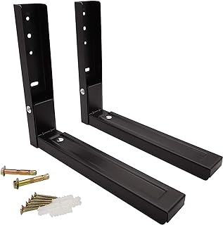 Universal Microwave Shelf Bracket Wall Mount Kit, Arms Extend & Foldable Fit for Most of Microwaves, Black - 1 Pair
