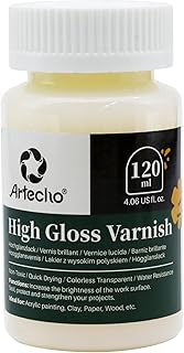 Artecho High Gloss Varnish 4oz / 120ml for Air Dry Clay, Acrylic Painting, Wood, Canvas