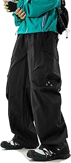Mens's Baggy Cargo Pants Casual Parachute Pants Loose Fit Hip Hop Harme Lightweight Water Resistant Pants with Pockets