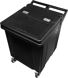 Pearington Tall Ice Caddy, 125 lb Insulated Ice Carrier with Swivel Casters, Commercial Ice Bin with Drain Faucet, Ice Scoop Included