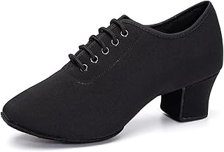 Women's Ballroom Dance Shoes Lace-up Closed Toe Suede Sole Professional Modern Salsa Latin Teaching Practice Performance Dance Shoes