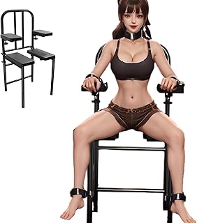 Premium Adjustable Sex Chair with Bondage Kit: Includes Handcuffs, Ankle & Neck Cuffs - Heavy Duty BDSM Furniture for Couples or Multiple Players, Adult Stool for Toning, Taming & Tantric Play