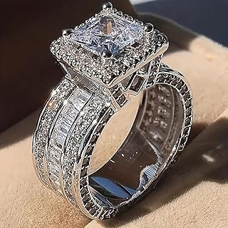 Luxury 4 Claws Engagement Ring Inlay Square Zirconia for Women Engagement Party Daily Banquets Weddings Jewelry Gifts