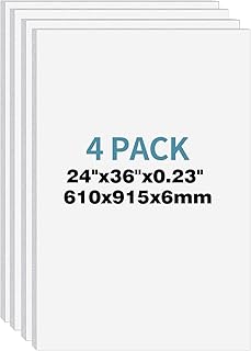 4 Pack Foam Board 24"x36", 0.23 Inch Thickness White Poster Board, Double-Sided Acid-Free Foam Core Board, Large Lightweight Polystyrene Mat Board for Painting, Display, Craft & School Projects