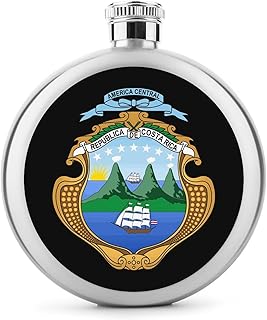 Coat of Arms of Costa Rica Cute Round Flask Bottle 5 Oz Stainless Steel Portable Wine Flask with Cap for Drink Party Club Bar