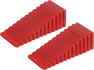 uxcell 2 Pcs Door Stoppers for Bottom of Door, 28mm/1.10 Inch Door Stops, Rubber Door Stopper Wedge Anti Slip, Window Stopper Door Stackable, Red