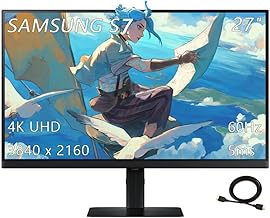 27" ViewFinity S7 Series 4K UHD Computer Monitor, 60Hz, 5ms, Advanced Eye Care, Easy Setup Stand, Multiple Ports, High Resolution, Black, with HDMI Cable