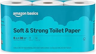 Soft and Strong 2-Ply Toilet Paper, 6 Ultra Rolls = 24 Regular Rolls, Unscented, 340 Sheet (1 Pack of 6), Packaging May Vary