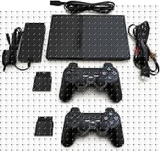 Zeust PlayStation 2 Gaming System Bundle - Includes PS2 Console Slim & 2 Wireless Controllers - PlayStation 2 Console Like New - PS2 Video Game Console Black (Renewed)