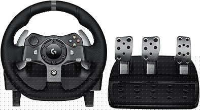 Logitech G920 Driving Force Racing Wheel with Floor Pedals, Real Force Feedback, Leather Steering Wheel Cover for Xbox Series X/S, Xbox One, PC, Mac - Black