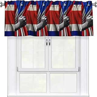 Window Curtain Puerto Rico and Costa Rica Flag Friendship Valance 54x18in Rod Pocket Light Filtering Short Curtains for Kitchen Bathroom Laundry Room Studio