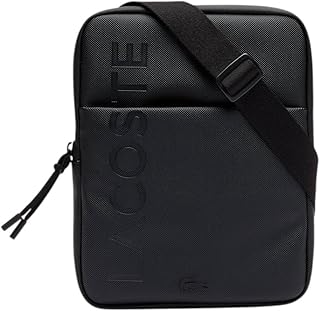 Men's L.12.12 Branded Zippered Medium Flat Bag, Black, One Size