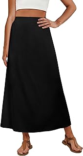 Womens Maxi Long Skirts with Pockets Stretchy Spring Summer Boho Casual Flowy Trendy