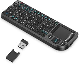 Mini Wireless Keyboard with Touchpad, 2.4G+BT Dual Mode 7-Color Backlit Remote, Compatible with PC/Tablet/TV/Smartphone, Rechargeable Handheld Portable for Travel, Office and Home Use