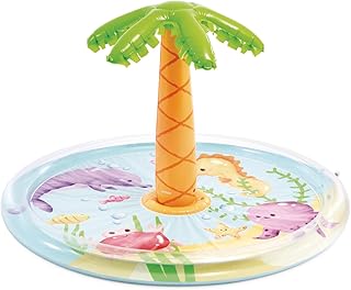 INTEX Palm Tree Inflatable Spray Pool: Vibrant Tropical Colors – Water Sprayer – 68" x 41" – for Kids Age 2+