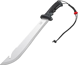 Straight Machete with Saw, 19 Inch, Shoulder Strap Sheath, Stainless Steel Blade Knife with Ergonomic Comfort Tool Handle, Cut, Chop, Clear Brush, Garden, Outdoors - 980692ECT