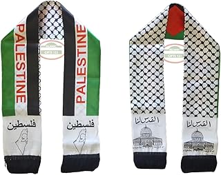 Palestine Flag Scarf Silk Neck Scarf Palestinian Scarfs Arab Gifts Palestine Bandana 6 X 53 Inch Ramadan Gifts